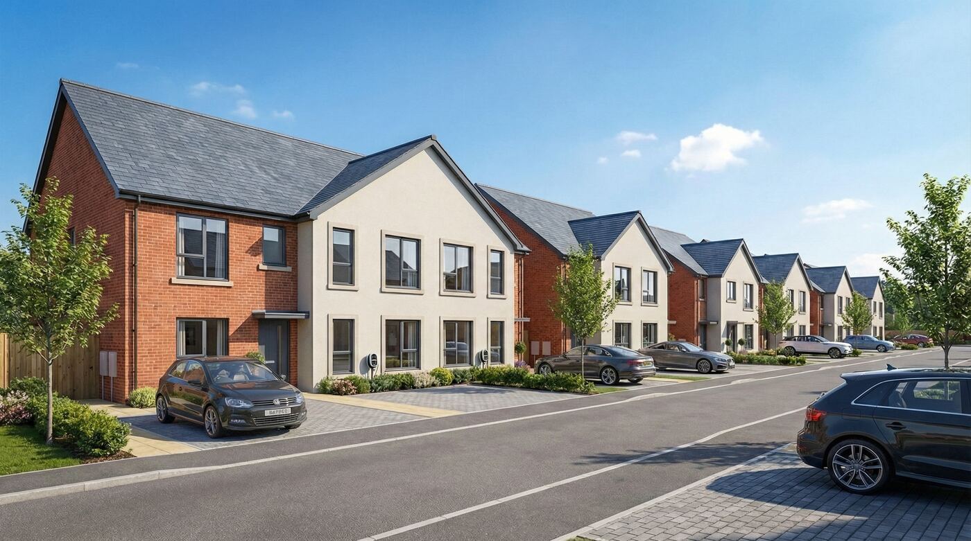 Street of new-build family homes