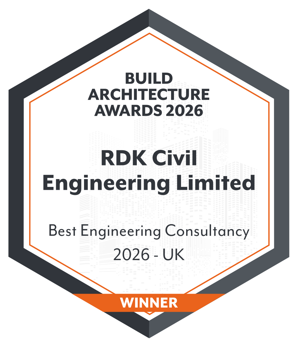 Build Architecture Awards 2026 winner badge: RDK Civil Engineering Limited, Best Engineering Consultancy 2026 – UK